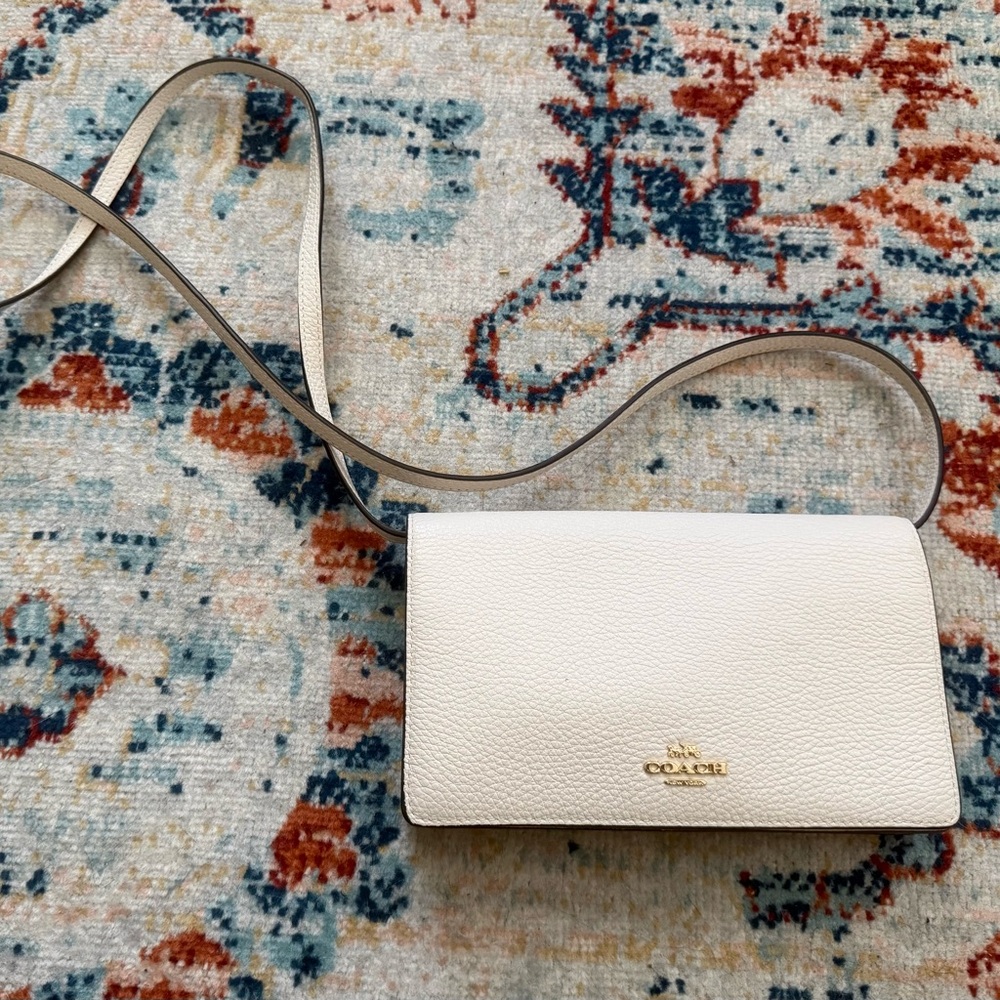 Coach Pebbled Leather Crossbody in White with Gold Hardware
